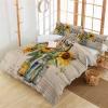 3 Piece Bed Set Spring Sunflower Bottle Retro Linen,Ultra Soft Breathable Duvet Cover and Pillow Shams,Lavender Letter Postmark Back Bedding Sets for Bedroom Hotel Dormitory Guest Room Decor Cal King view 4