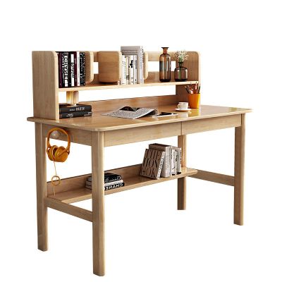 ALEEIK Computer Desk with Storage Shelves,Home Office Desk for Space Saving Modern Walnut Desk Solid Wood Writing Desk Student Desk(39 Inch, Natural)