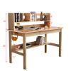 ALEEIK Computer Desk with Storage Shelves,Home Office Desk for Space Saving Modern Walnut Desk Solid Wood Writing Desk Student Desk(39 Inch, Natural) view 3