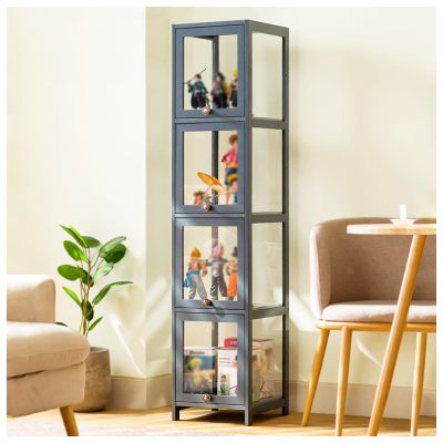 ARMERI Tall Display Cabinet, Curio Cabinet, with Acrylic Cabinet Door, 5-Tier Clear Acrylic Display Case, Flip Door Display Case for Collectibles Memorabilia Figurines,30140cm/11.855in