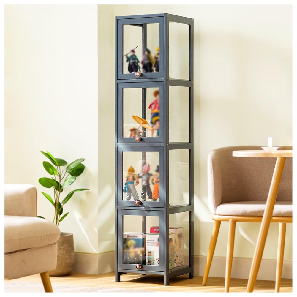 ARMERI Tall Display Cabinet, Curio Cabinet, with Acrylic Cabinet Door, 5-Tier Clear Acrylic Display Case, Flip Door Display Case for Collectibles Memorabilia Figurines,30140cm/11.855in