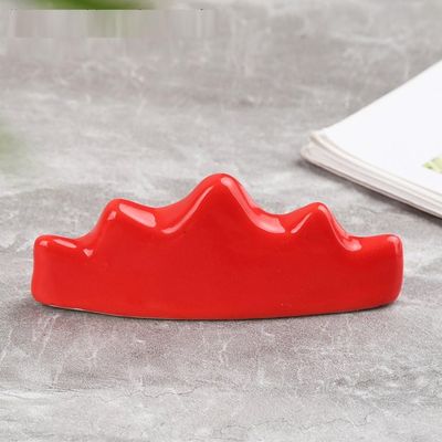 qbodp 4 Pcs Mountain Shape Chopstick Rests Writing Brush Holder Ceramic Chopsticks Holder for Spoon Fork Chopsticks Home Dining Table Decor Crafts Ornaments, Red