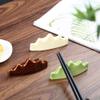 qbodp 4 Pcs Mountain Shape Chopstick Rests Writing Brush Holder Ceramic Chopsticks Holder for Spoon Fork Chopsticks Home Dining Table Decor Crafts Ornaments, Red view 3