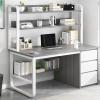 ALEEIK Computer Desk with Hutch and Bookshelf,Home Office Desk with 3 Drawer Industrial Study Writing Table Workstation for Home and Office(47 Inch, Gray) view 1