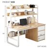 ALEEIK Computer Desk with Hutch and Bookshelf,Home Office Desk with 3 Drawer Industrial Study Writing Table Workstation for Home and Office(47 Inch, Gray) view 2