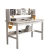 ALEEIK Computer Desk with Storage Shelves,Home Office Desk for Space Saving Modern Walnut Desk Solid Wood Writing Desk Student Desk(39 Inch, White) view 1