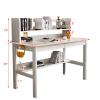 ALEEIK Computer Desk with Storage Shelves,Home Office Desk for Space Saving Modern Walnut Desk Solid Wood Writing Desk Student Desk(39 Inch, White) view 3