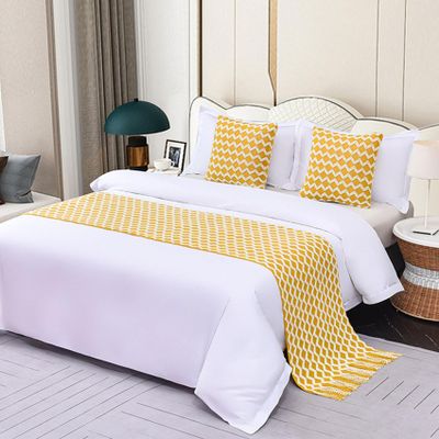 SXLXYOF Bohemian Bed Runner With Tassels - Knitting Throw Blanket, Woven Tail Towel, Hotel Home Scarf Protection - King Size Bedding Scarves Matching Cushions, D-1*Pillowcase