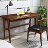 ALEEIK Solid Wood Computer Desk,Home Office Desk with Drawers and Keyboard Tray Mid Century Modern 47 inch Writing Desk Workstation, Walnut view 2