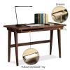 ALEEIK Solid Wood Computer Desk,Home Office Desk with Drawers and Keyboard Tray Mid Century Modern 47 inch Writing Desk Workstation, Walnut view 4
