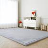Loartee Faux Rabbit Fur Rug - 1.18" Thick Soft Fluffy Area Rug, Non-Slip Memory Foam Crawling Mat, Light Gray, 78"x78" view 1