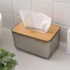 BFYDOAA Acrylic Tissue Box with Bamboo Lid,Clear Facial Tissue Dispenser, Rectangle Dryer Sheet Case for Living Room,Car, Office,Hotel view 4