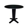 IC International Concepts 42" Solid Wood Dual Drop Leaf Dining Table with 2 Counter Height Stools in Black/Distressed Oak view 4