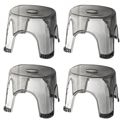 BIWKONI Acrylic Transparent Stool Home Bathroom Stool Modern Simple Living Room Child Low Stool,Doorway Shoe Stool,4 PCS,Gray,22cm