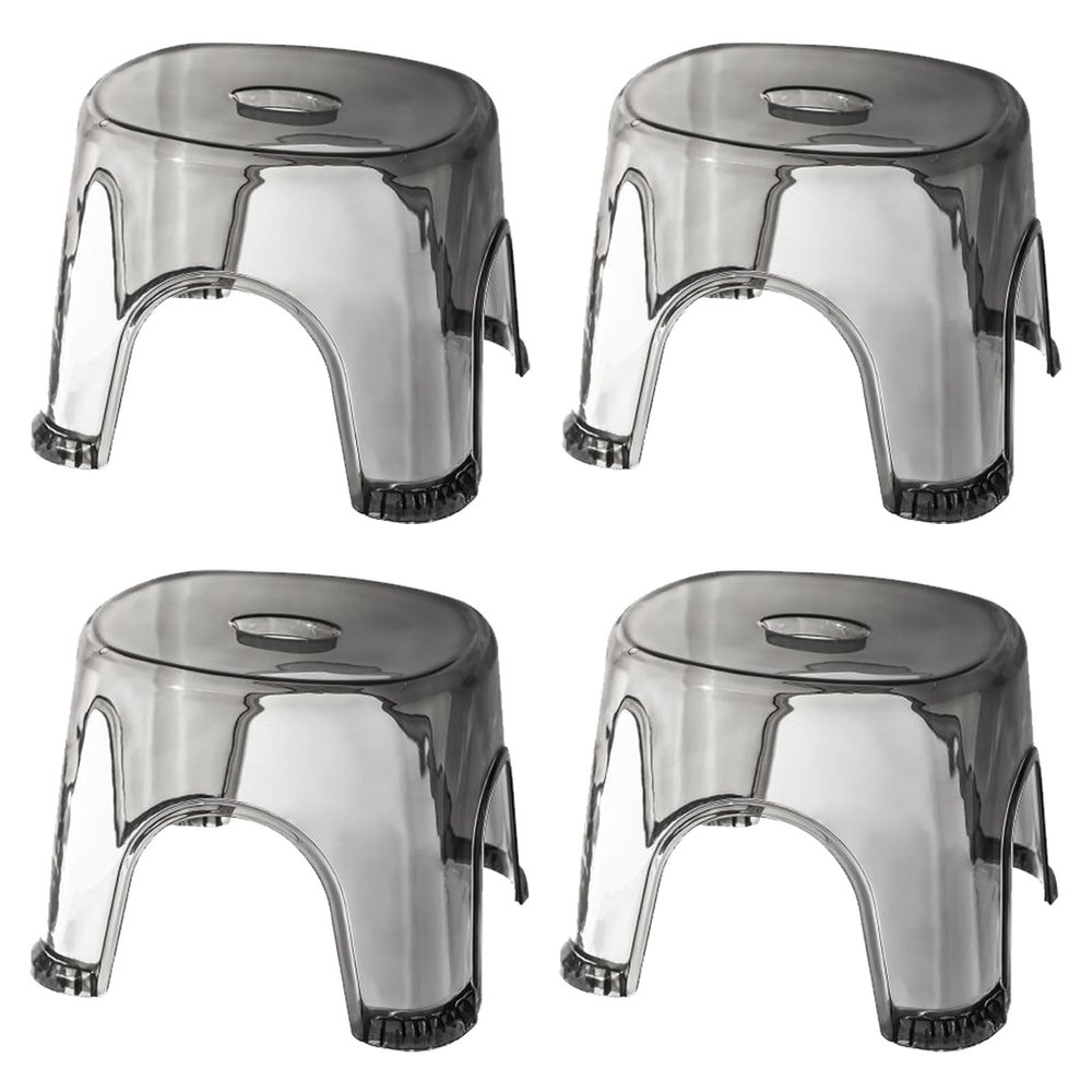 BIWKONI Acrylic Transparent Stool Home Bathroom Stool Modern Simple Living Room Child Low Stool,Doorway Shoe Stool,4 PCS,Gray,22cm