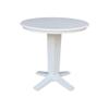 36" Solid Wood Round Top Pedestal Dining Table - 35.9" High, White view 1