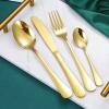 IFAJOOR Flatware Silverware Set, 24-piece Stainless Steel Cutlery Set, Golden Steak Knife, Fork, Spoon Hanging Rack Gift Box, Cutlery Set (Color : Black) view 4