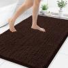 Smiry Luxury Chenille Bathroom Rugs 48x32, Extra Soft and Absorbent Shaggy Bath Mat, Machine Washable, Non-Slip Plush Carpet Runner for Tub, Shower, and Floor, Home Decor Accessories, Brown view 1