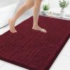 Smiry Luxury Chenille Bathroom Rugs 48x32, Extra Soft and Absorbent Shaggy Bath Mat, Machine Washable, Non-Slip Plush Carpet Runner for Tub, Shower, and Floor, Home Decor Accessories, Burgundy view 1