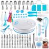 Cake Decorating Supplies Kit with Ebook, Cake Turntable for Decorating, 64 Icing Ping Tips, 32 Piping Bags,3 Icing Scrapers, 2 Spatulas, 14 Fondant Mould, Cake Leveler for Baking Beginners(Blue) view 1