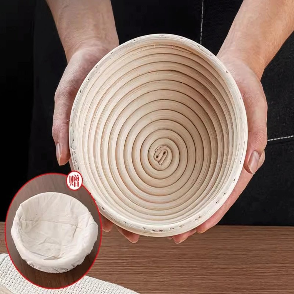 25cm Oval Bread Banneton Proofing Basket Set Bread Rising Basket With Scraper Brush Cloth Bag For Professional And Home Bakers Baking Bowl Dough Gift Baker Proof Basket Proofing Box (Size : Oval 25cm