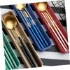 BIUDECO Stainless Steel Chopsticks and Spoons Set Utensils for Men and Women Portable Dining Includes of Chopsticks and Spoon Blue-gold with Cloth Bag view 3