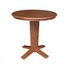 36" Solid Wood Round Top Pedestal Dining Table - 35.9" High, Distressed Oak view 1