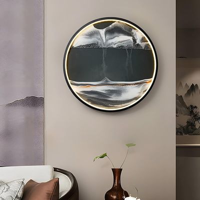 Wall Sconce With Moving Sand Art, 3D Deep Sea Sandscape Wall Mounted Lamps, 3 Color Temp Dimming USB Port Sand Art Wall Lamp,Touch & Remote Control Relaxing Wall Decor For Home Office ( Color : D )