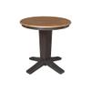 30" Solid Wood Round Top Pedestal Dining Table - 29.9" High, Hickory/Washed Coal view 1