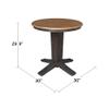 30" Solid Wood Round Top Pedestal Dining Table - 29.9" High, Hickory/Washed Coal view 2