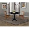 IC International Concepts 36" Solid Wood Square Dual Drop Leaf Dining Table with 2 Chairs in Black/Distressed Oak view 2