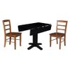 IC International Concepts 36" Solid Wood Square Dual Drop Leaf Dining Table with 2 Chairs in Black/Distressed Oak view 3