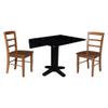 IC International Concepts 36" Solid Wood Square Dual Drop Leaf Dining Table with 2 Chairs in Black/Distressed Oak view 4