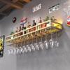 Wall Mounted Wine Rack with Glass Holder,Metal Bottle Holder,Bar Unit Floating Shelves with LED Light,Iron Wine Holder,Multifunctional Wine Storage Display Rack for Home Bars Dining Room Kitchen (Col view 3