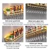 Wall Mounted Wine Rack with Glass Holder,Metal Bottle Holder,Bar Unit Floating Shelves with LED Light,Iron Wine Holder,Multifunctional Wine Storage Display Rack for Home Bars Dining Room Kitchen (Col view 4