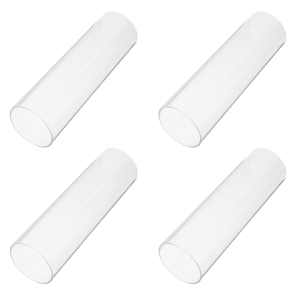 WRITWAA 4pcs Transparent Glass Candle Covers Cylinder Candle Shield for Home Decoration for Pillar and Tealight Elegant Design for and Centerpieces