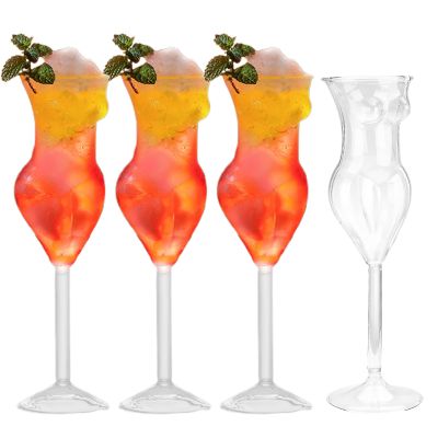 Mokylor 4 Pcs Novelty Wine Glasses, 7 Oz Naked Women Cocktail Glasses,Transparent Female Body Whiskey Glass,Beauty Body Shaped Champagne Goblet,Drinking Glasses,Juice Cup,Bar Party Decoration(#1)
