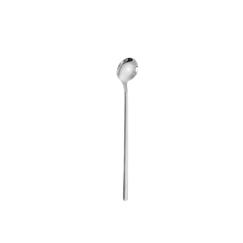 WHIERGGIN Silverware Set, 1/4/6/8/10 Pieces Gold Stainless Steel Round Spoons For Stirring Coffee Small Spoons Dessert Spoons Gift Spoons (Color : Silver, Size : 6Pcs)