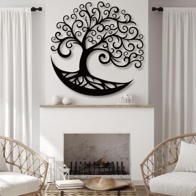lunwall Tree of Life Metal Wall Art, Metal Tree of Life Wall Art, Wall Decor for Living Room, Bedroom, Dining Room, Office (39x39 inches/100x100 cm, Style 3)