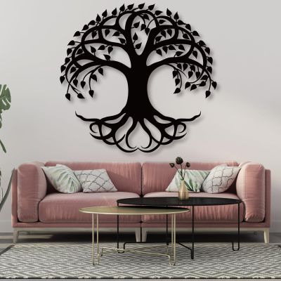 lunwall Tree of Life Metal Wall Art, Metal Tree of Life Wall Art, Wall Decor for Living Room, Bedroom, Dining Room, Office (39x39 inches/100x100 cm, Style 6)