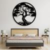 lunwall Tree of Life Metal Wall Art, Metal Tree of Life Wall Art, Wall Decor for Living Room, Bedroom, Dining Room, Office (35x35 inches/90x90 cm, Style 1) view 1