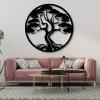 lunwall Tree of Life Metal Wall Art, Metal Tree of Life Wall Art, Wall Decor for Living Room, Bedroom, Dining Room, Office (35x35 inches/90x90 cm, Style 1) view 3