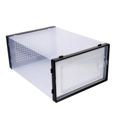 Hohopeti 2pcs Transparent Shoe Storage Box Stackable Drawer Type Organizer for Home Use Material Shoes from Dust and Damage