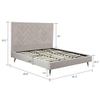 Manhattan Comfort Crosby Platform Bed Frame with Chevron Velvet Upholstered Headboard, Black Iron Legs, Gold Tips, No Box Spring Needed, Pine Wood Slats, Stylish Bedroom Furniture, King, Greige view 3