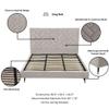 Manhattan Comfort Crosby Platform Bed Frame with Chevron Velvet Upholstered Headboard, Black Iron Legs, Gold Tips, No Box Spring Needed, Pine Wood Slats, Stylish Bedroom Furniture, King, Greige view 4