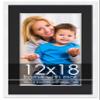 12x18 Frame with Mat - White 18x24 Frame Wood Made to Display Print or Poster Measuring 12 x 18 Inches with Black Photo Mat view 1