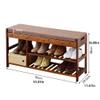Shoe Bench Bamboo 3 Tier Shoe Rack Storage Bench Organiser with Padded Cushion Seat for Entryway Hallway Living Room, 90*29.5*48cm, Brown view 3
