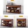 Shoe Bench Bamboo 3 Tier Shoe Rack Storage Bench Organiser with Padded Cushion Seat for Entryway Hallway Living Room, 90*29.5*48cm, Brown view 4