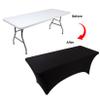 BDDC Table Covers for 6 Foot Tables, 6 Pack Black Washable and Wrinkle Resistant Stretch Tablecloths Rectangle 6ft for Events, Wedding, Banquets, Parties view 4