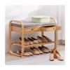 KAMPCO Wood Storage Bench for Entryway, Shoe Rack Bench with Drawers and Cotton Linen Seat Cushion, Change Shoes Bench, 74 x 34 x 55 cm, Grey view 1